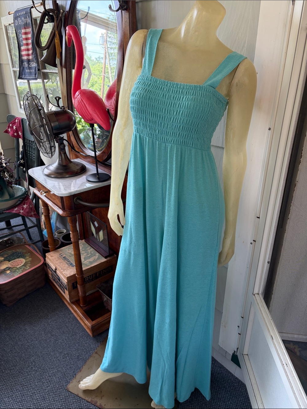 FP Beach “Homecoming” Aqua Smocked Jumpsuit